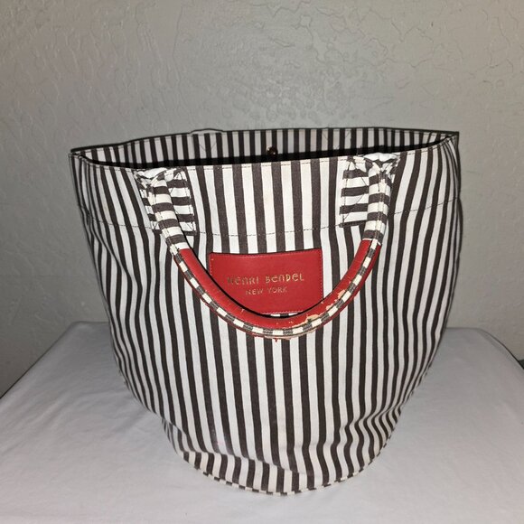 Henri Bendel Extra Large Striped Canvas Tote Bag, Beach Bag AS IS - Picture 11 of 15